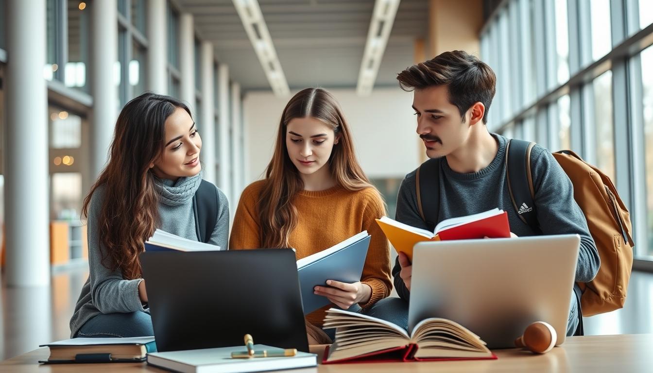 Students collaborating in study space